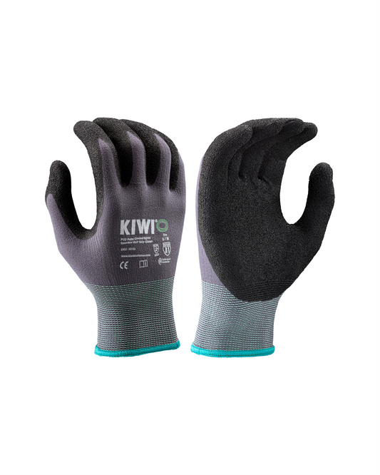 Kiwi PUD Palm Coated Nylon/Spandex Knit Grey Grip Gloves [R53100]
