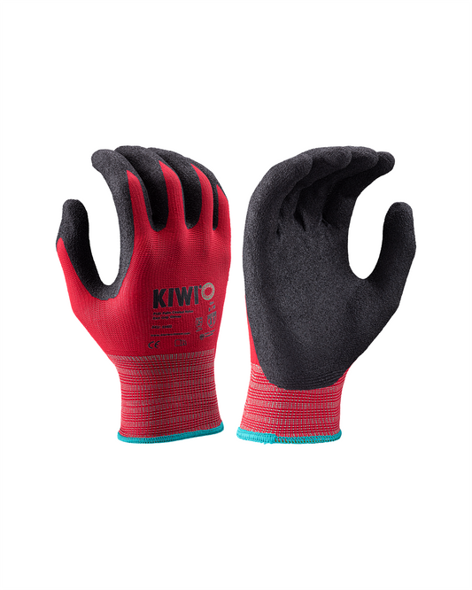 Kiwi PUD Palm Coated Nylon Knit Red Grip Gloves [R53400]