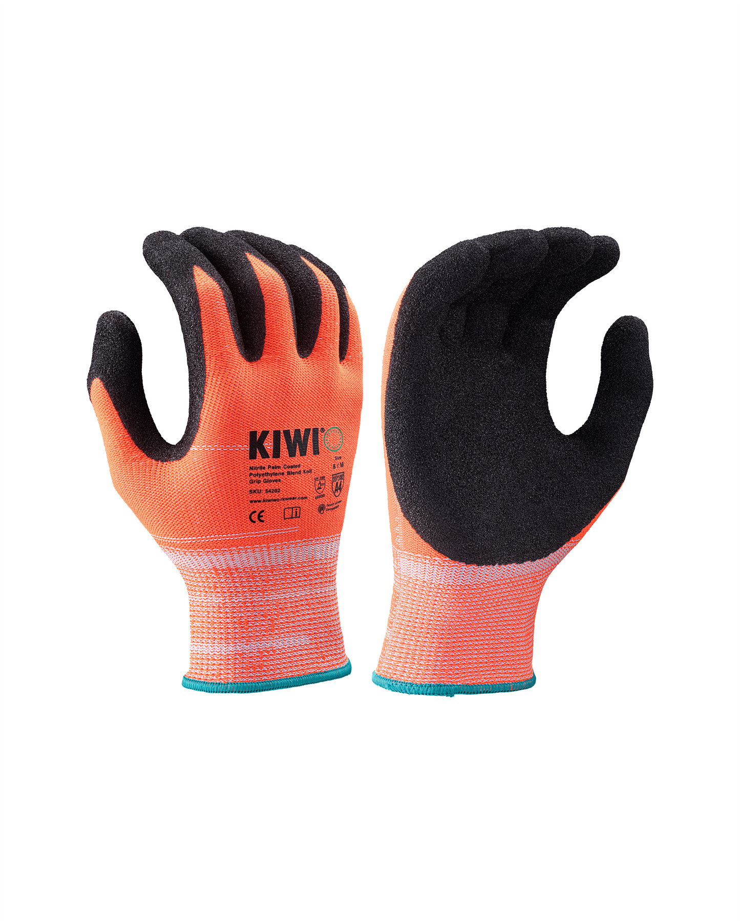 Kiwi A4 Cut Resistant Nitrile Palm Coated Polyethylene Blend Knit Orange Grip Gloves [R54200]