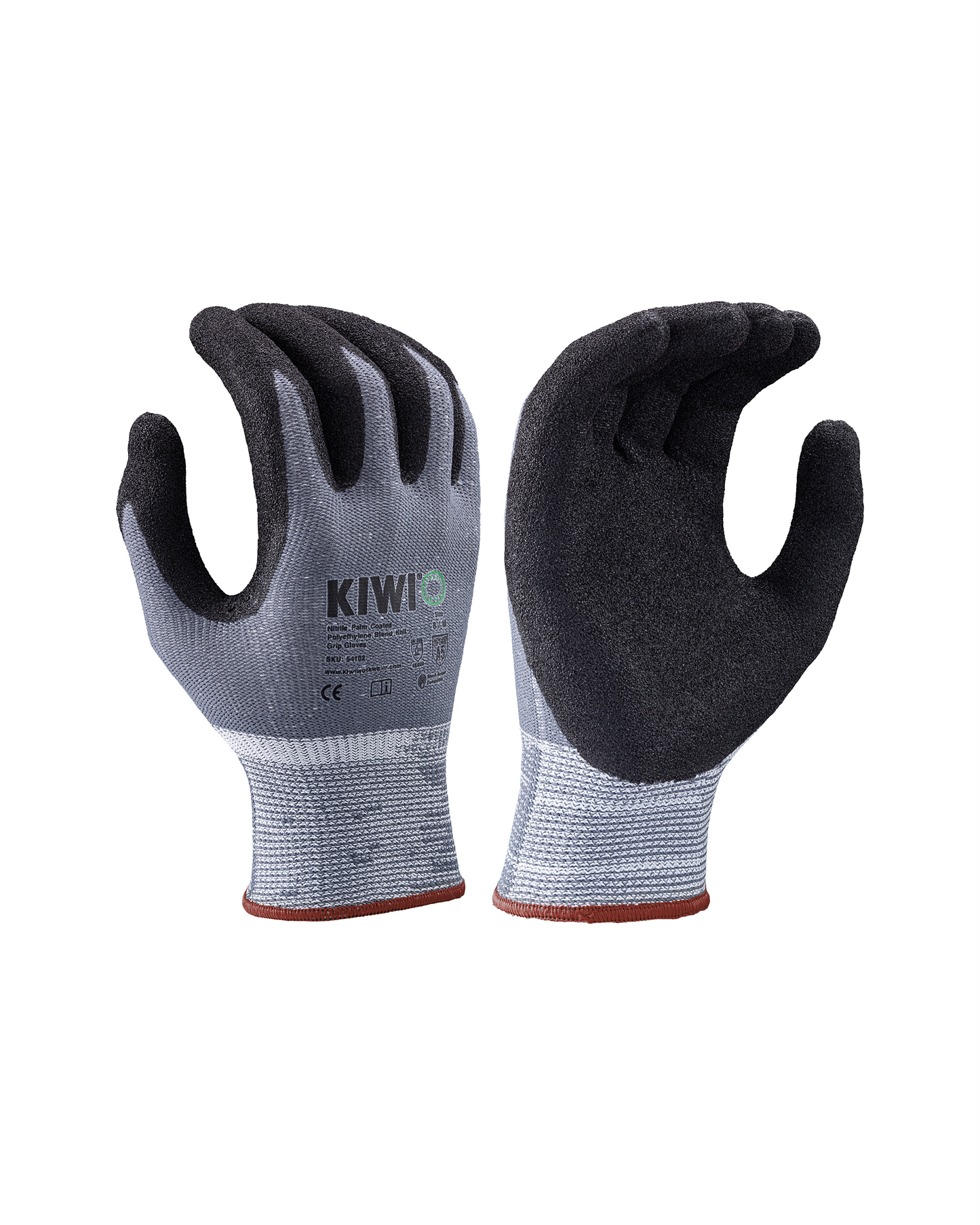 Kiwi A5 Cut Resistant Nitrile Palm Coated Polyethylene Blend Knit Grey Grip Gloves [R55100]