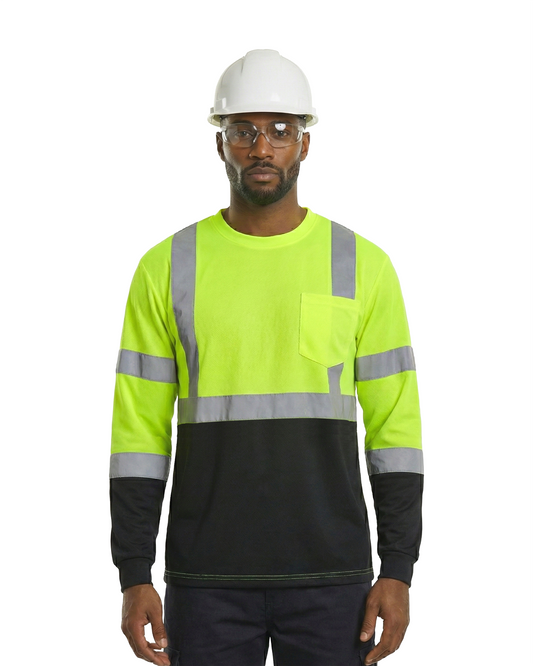 Kiwi High Visibility ANSI/ISEA 107-2020, Type R, Class 3 Two Tone Neon Long Sleeve Safety Shirt [R73100]