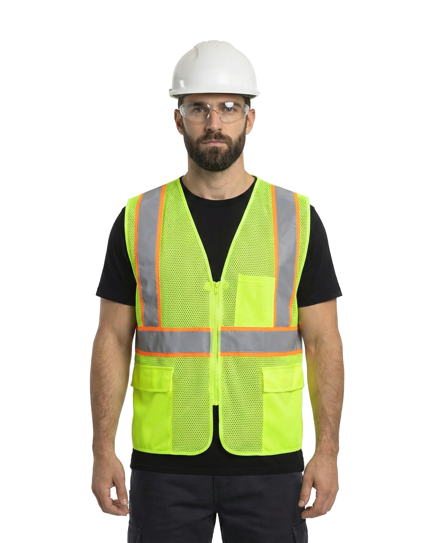 Kiwi High Visibility ANSI/ISEA 107-2020, Type R, Class 2 Contrast Trimmed Neon Safety Vest [R70100]