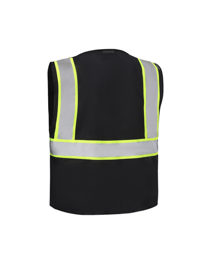 Kiwi High Visibility ANSI/ISEA 107-2020 Reflector Contrast Trimmed Black Safety Vest [R70200]