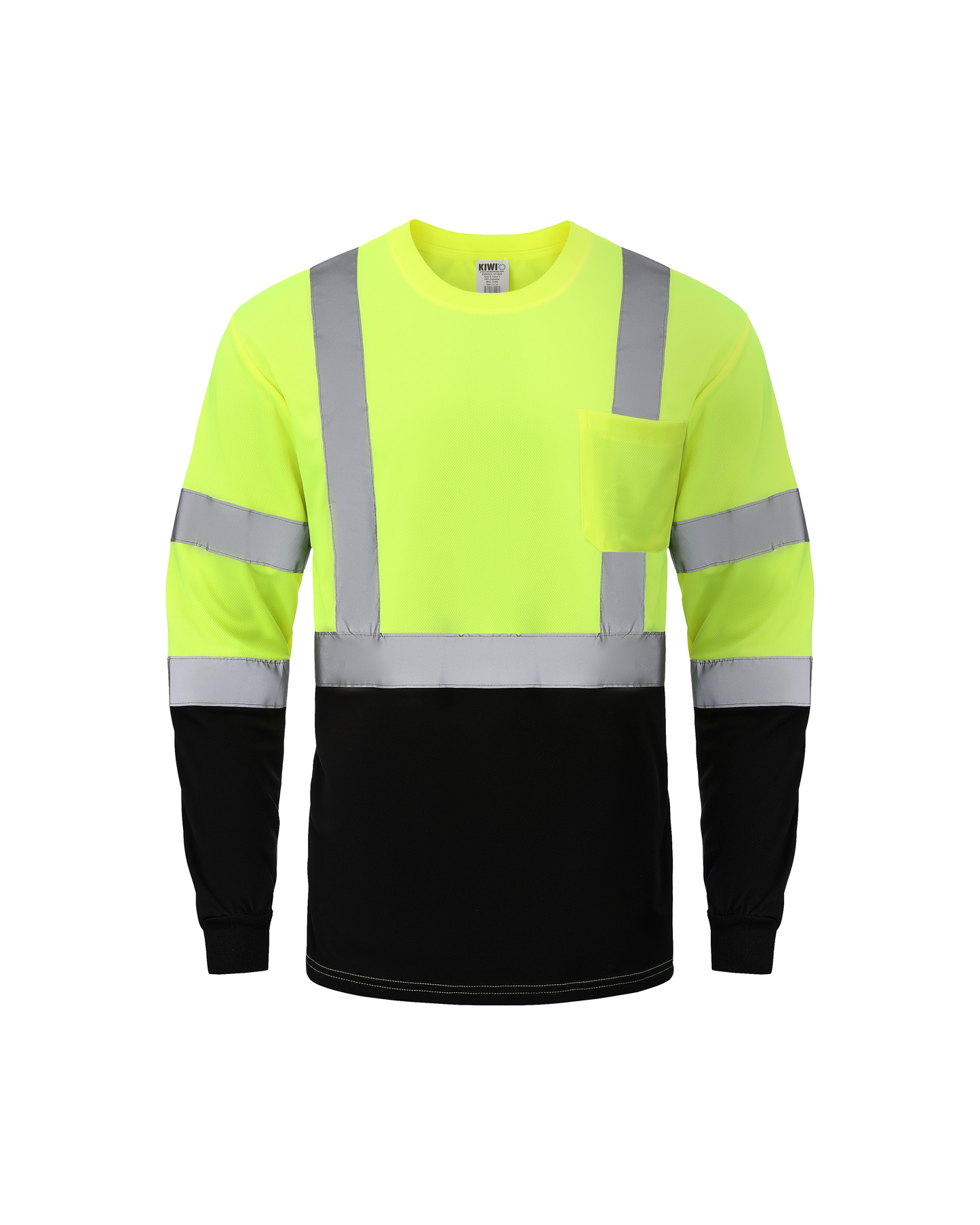 Kiwi High Visibility ANSI/ISEA 107-2020, Type R, Class 3 Two Tone Neon Long Sleeve Safety Shirt [R73100]